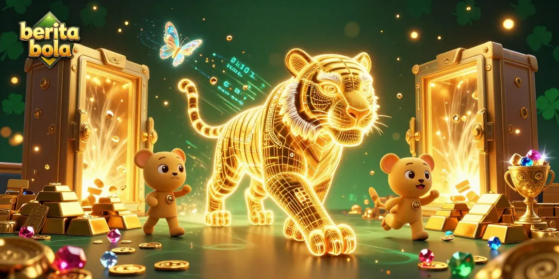 Bet on berita bola in a vibrant casino scene with golden treasures and rich graphics.
