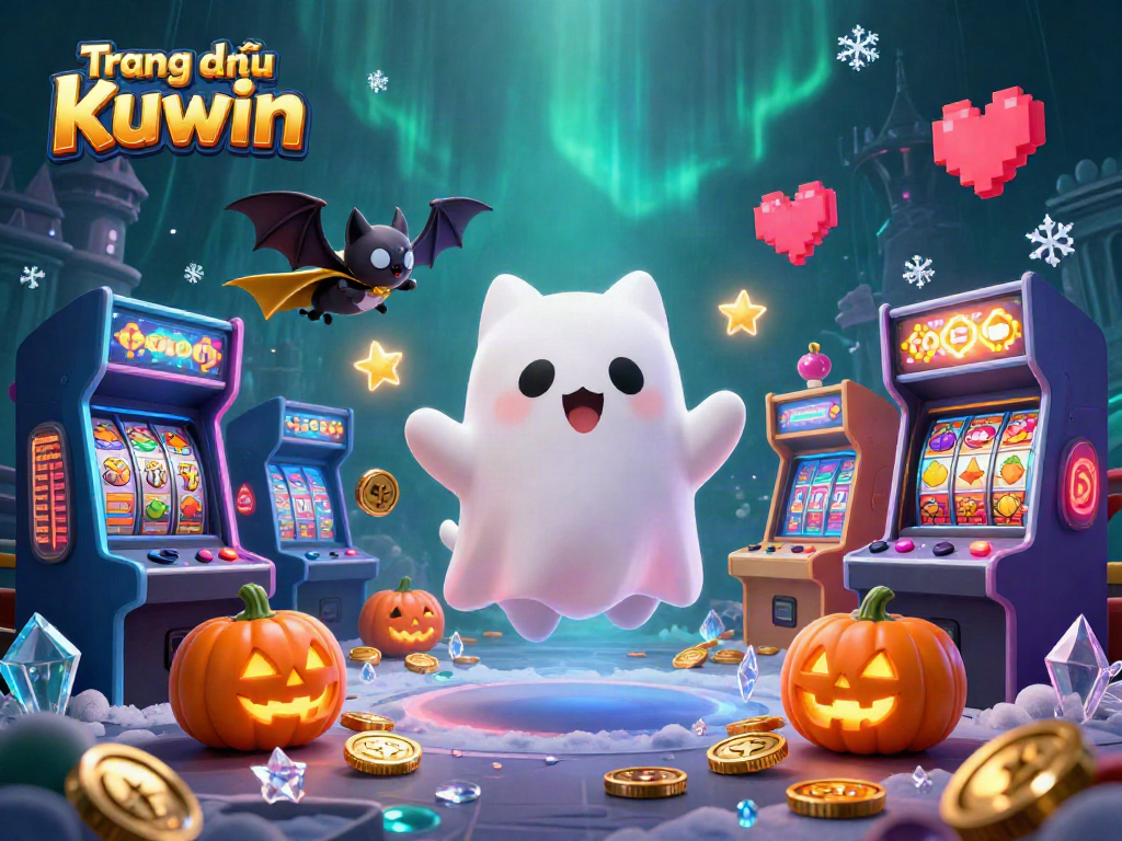 Engage with the vibrant casino world on Trang chủ Kuwin featuring a ghost cat and Halloween elements.