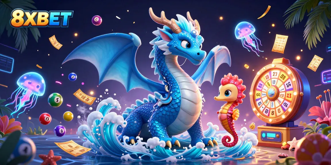 Engage with 8XBET's exciting world through a vibrant 3D gambling illustration featuring chances to win big.