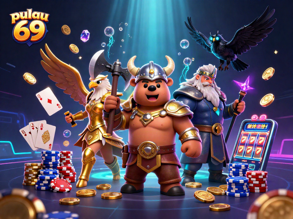 Experience the excitement of pulau 69 with a Viking bear and Valkyrie eagle in an ultra-detailed casino scene.
