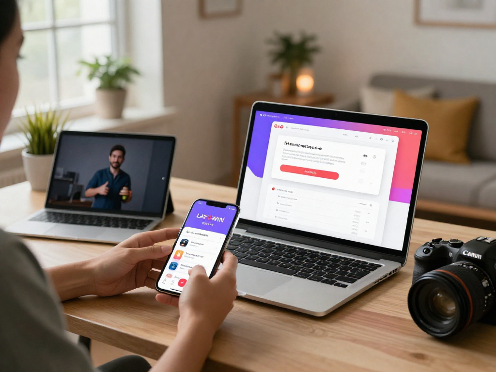 Streamlined lavowin login interface displayed on laptop and mobile, showcasing accessible digital platform experience.