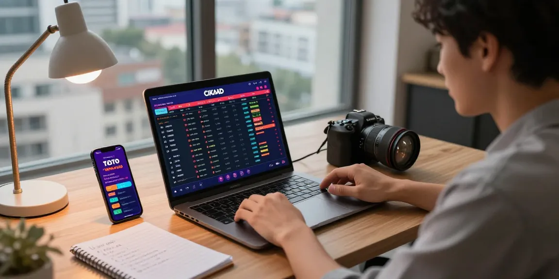 Engaged user exploring CIKA4D TOTO MACAU betting platform in modern workspace.
