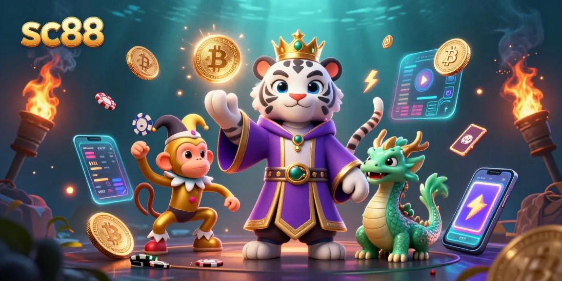 Engage in thrilling action with sc88's sophisticated casino environment featuring vibrant characters and digital assets.