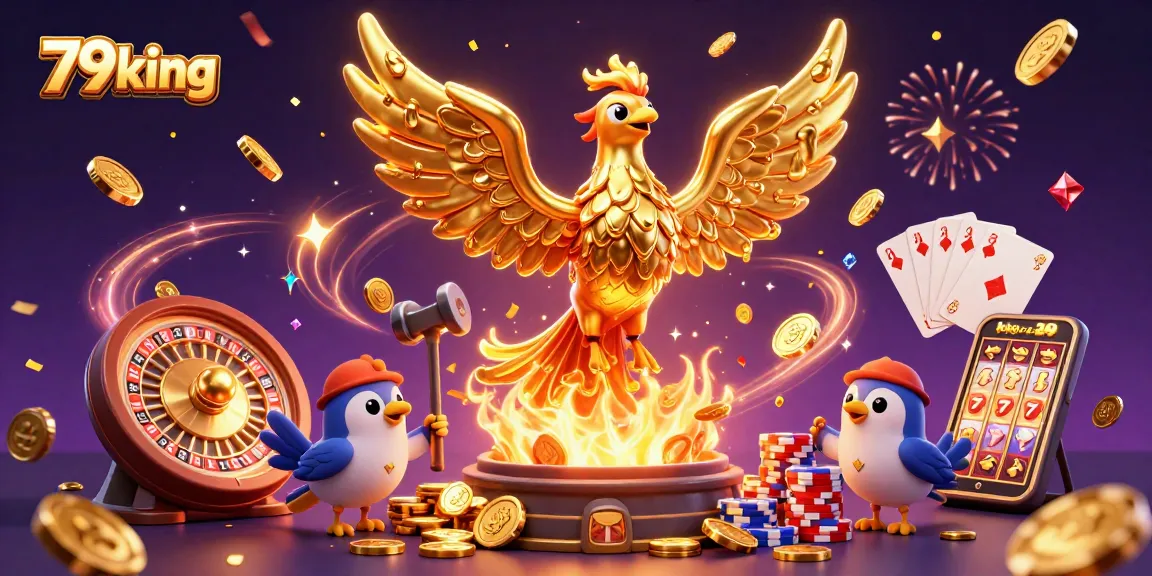 Experience the thrill of winning at 79king with a vibrant casino scene featuring golden phoenix and gaming elements.
