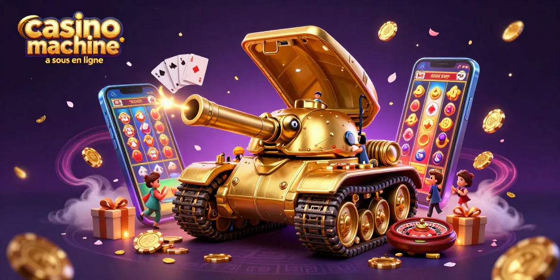 Jouez à casino machine à sous en ligne avec un tank doré animé, une expérience immersive et festive.