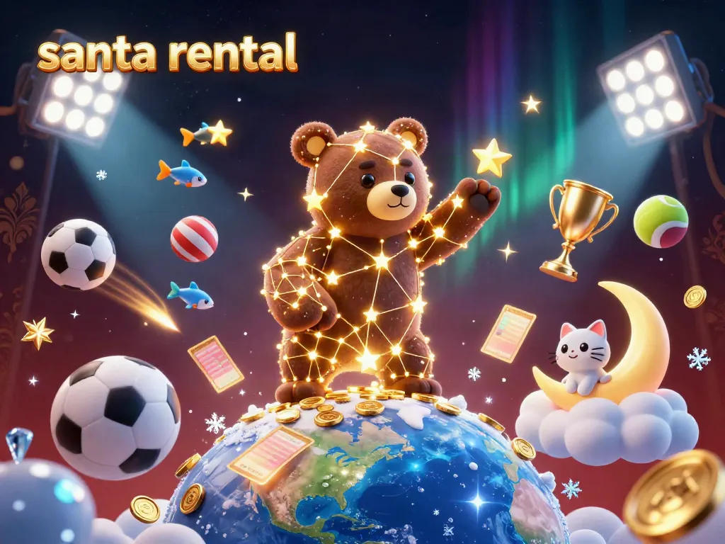 Scooping up coins in festive magic, this vibrant scene captures the essence of santa rental.