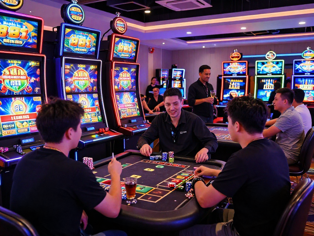 Exciting slot88 gaming experience in a modern casino with celebrating players and vibrant designs.