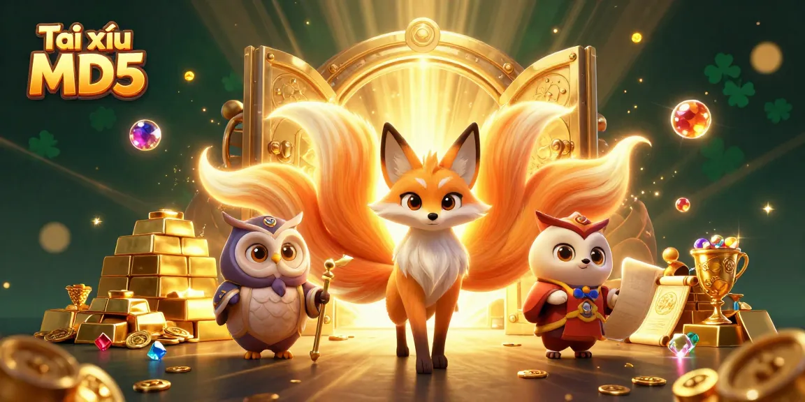 Experience the vibrant world of Tài xỉu MD5 with a captivating illustration featuring a fox spirit and jewels