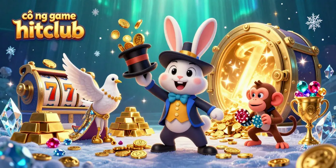 Engage with the exciting cổng game hitclub experience featuring a gold coin-pulling magician and friends.