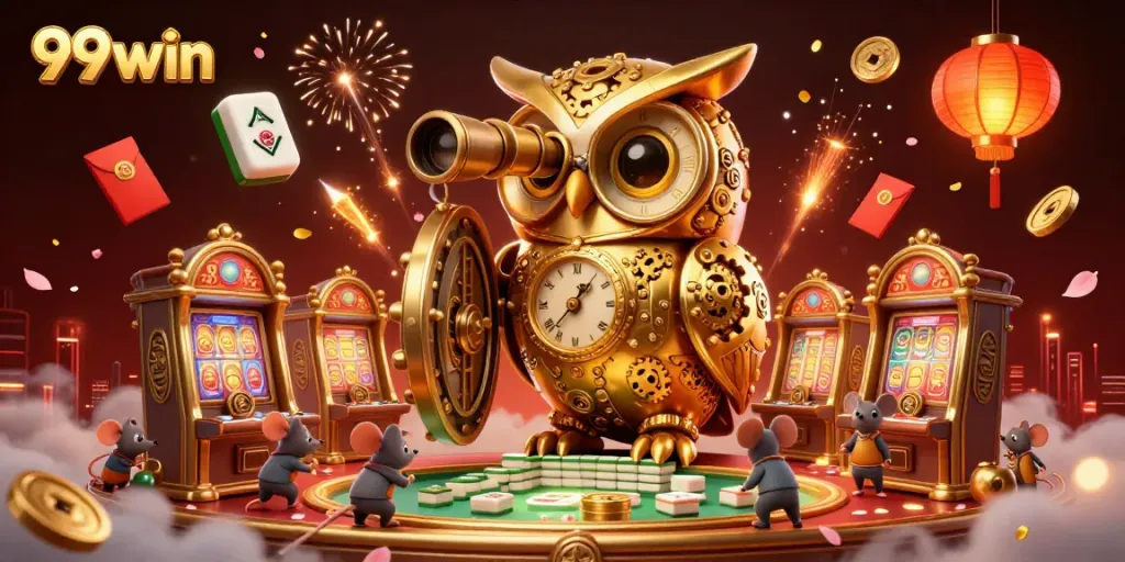 Unleash excitement with 99win's thrilling casino adventures featuring a golden owl and engaging gaming elements.
