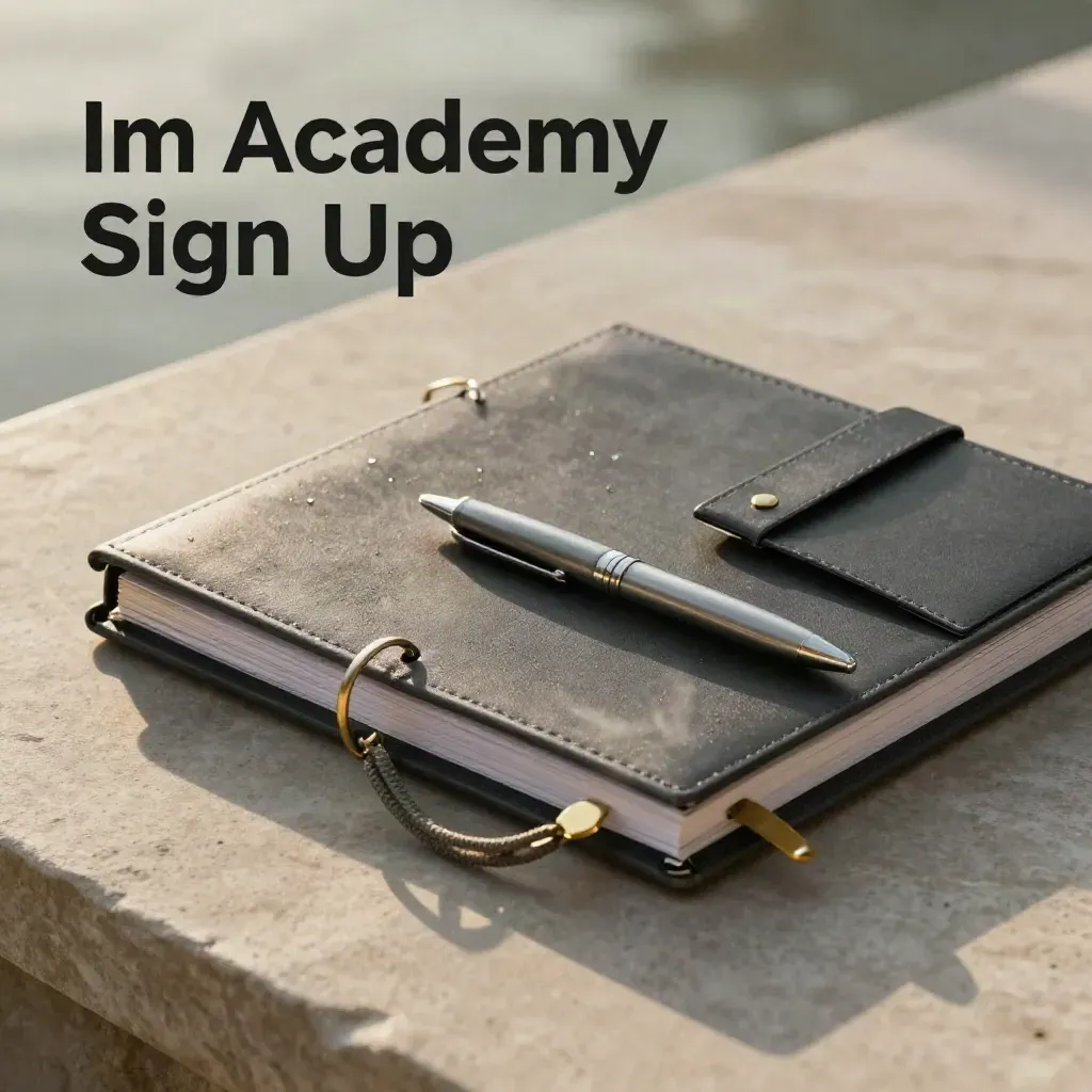 Charcoal enrollment binder kit on pale stone with brass and lanyard