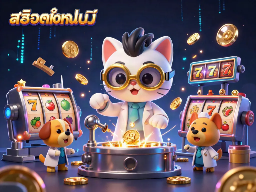Engage with exciting สล็อตออนไลน์ gameplay featuring vibrant characters and dynamic slot elements in a thrilling casino setup.