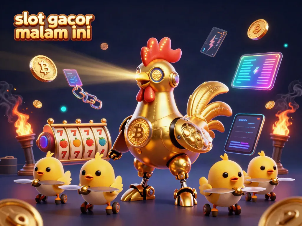 Slot gacor malam ini, simbol slot dan robot emas mengundang kemenangan besar di kasino online.