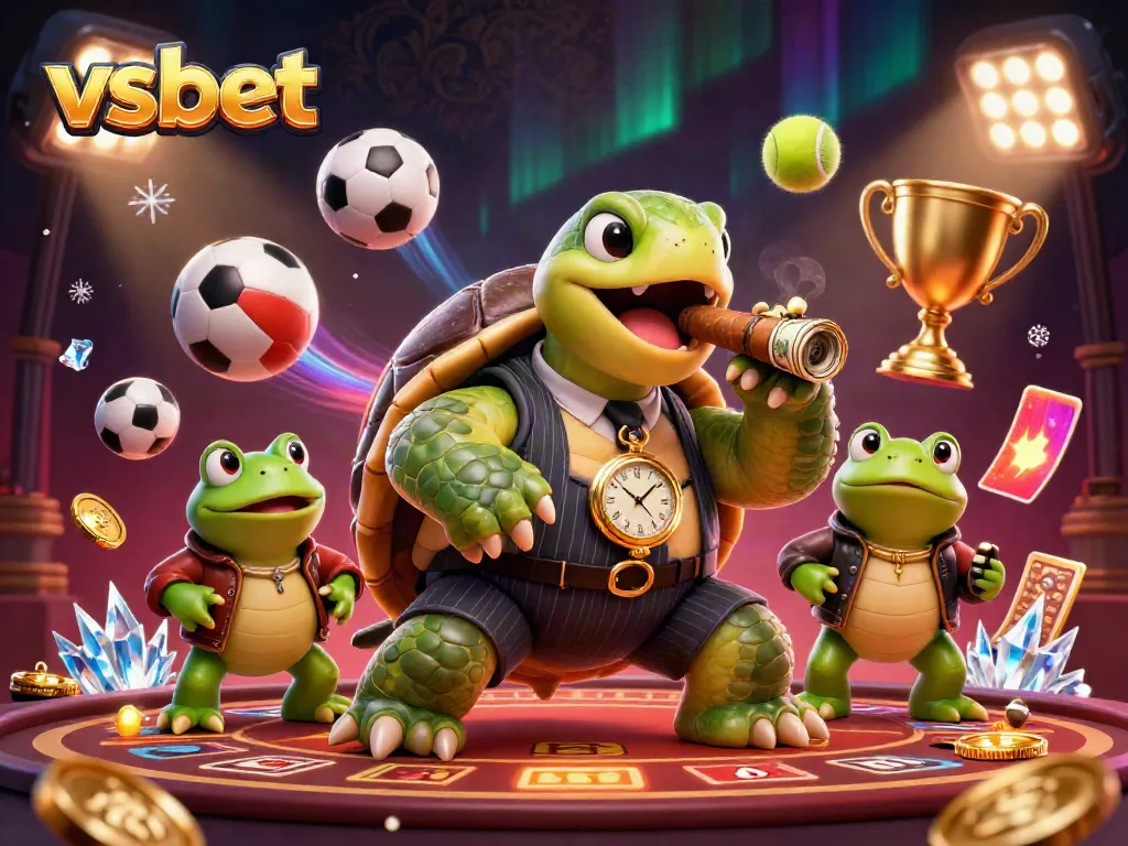 Experience vibrant sports betting action with vsbet featuring unique cartoon characters in a dynamic casino scene.