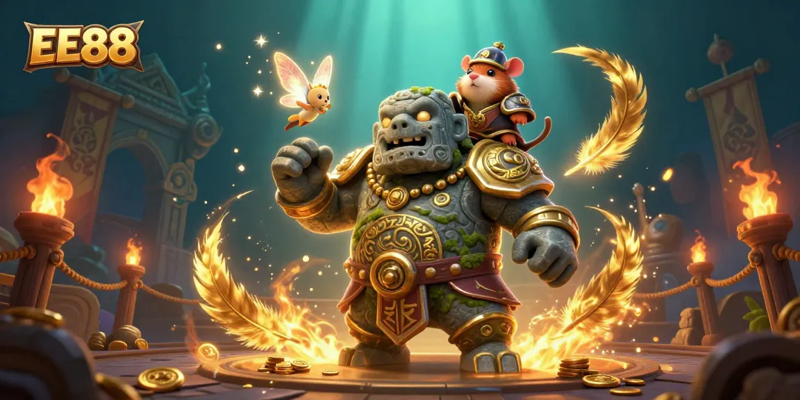 Experience EE88's immersive casino action with magical characters in a vibrant gambling scene.
