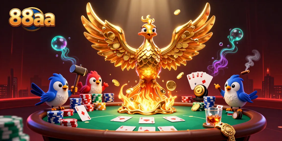 Experience the excitement of poker at 88aa with our vibrant new scene featuring gold-dripping phoenix!