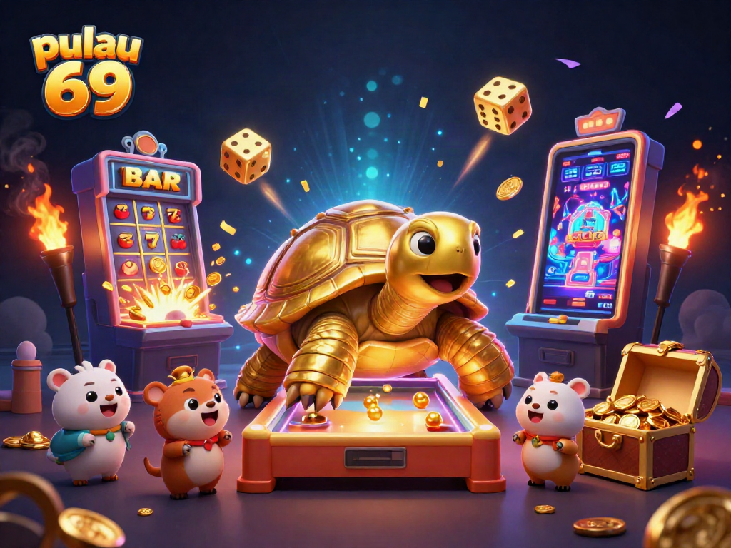 Experience the thrill of pulau 69 with our dynamic 3D casino illustration showcasing vibrant energy and excitement.