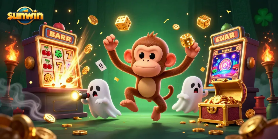Experience thrilling gameplay at sunwin with the haunted casino monkey and ghost-hunter puppy!
