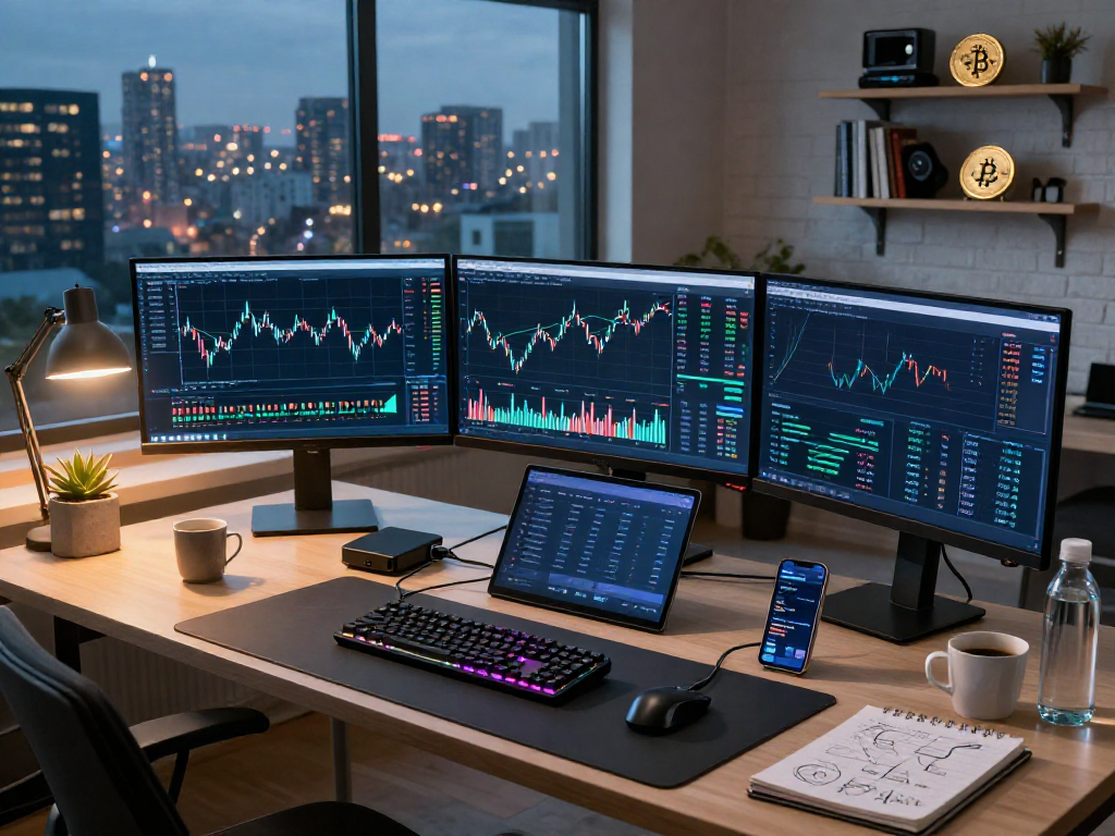 MetaTrader 5 官网展示的加密货币交易平台图例，显示实时兑换率和图表分析。