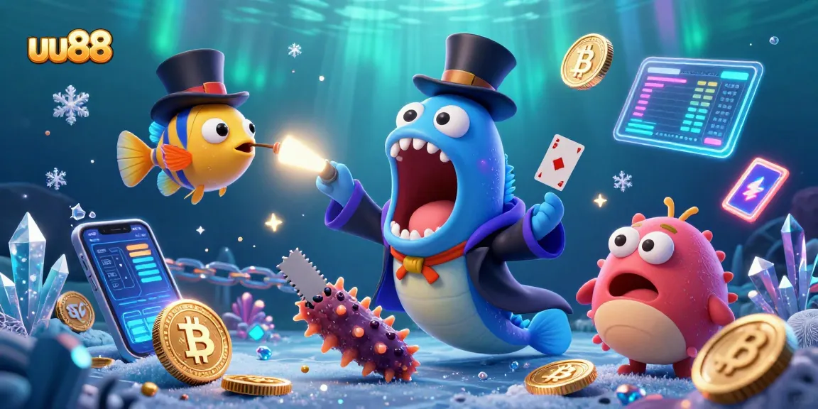 uu88 reveals mesmerizing underwater magic tricks with bioluminescent creatures in a vibrant casino scene.