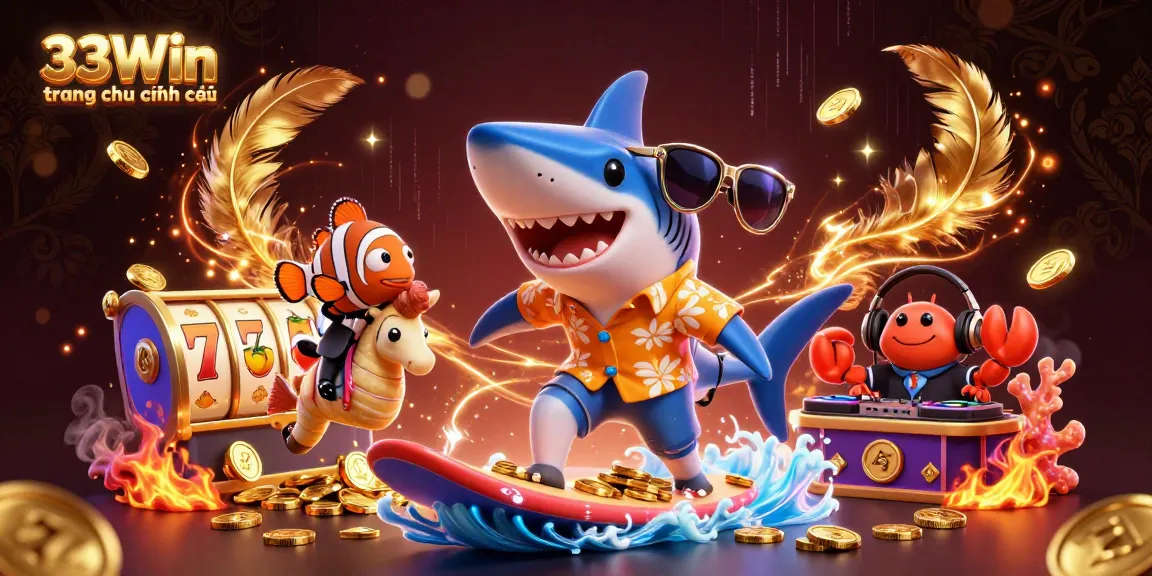 Enjoy thrilling gaming action at 33Win trang chủ chính thức with vibrant characters and casino elements.