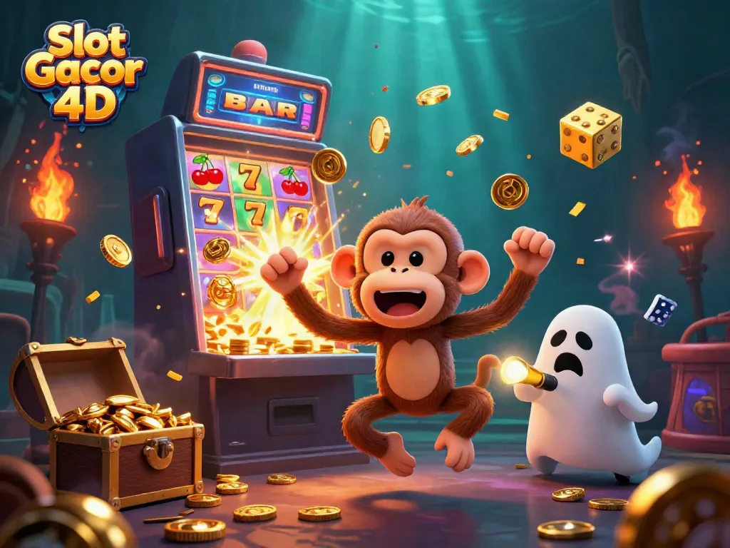 Permainan Slot Gacor 4D penuh dengan efek jackpot di kasino yang meriah.
