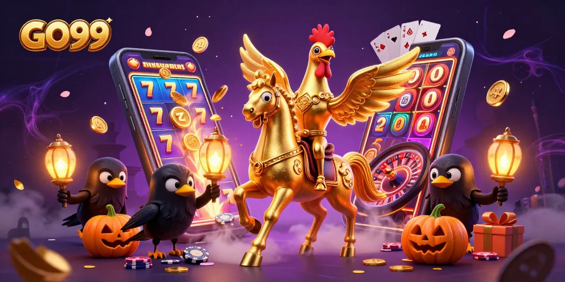 Engage with GO99's vibrant casino world showcasing animated characters and dynamic slot games.