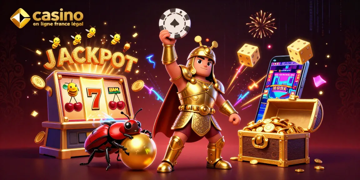 Gagnez avec les jeux de casino en ligne légal en France, représentant une scène de jackpot dynamique.