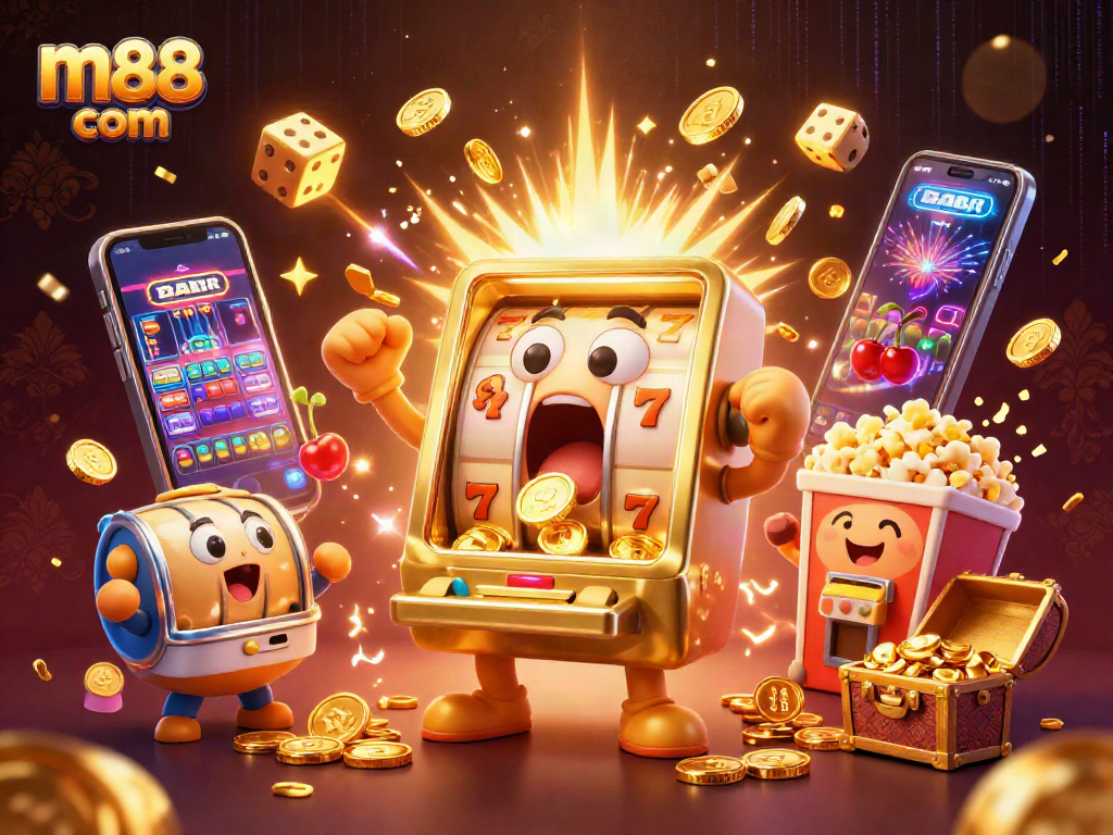 Experience the thrill of winning at m88 com with vibrant animated slot machines and casino excitement.