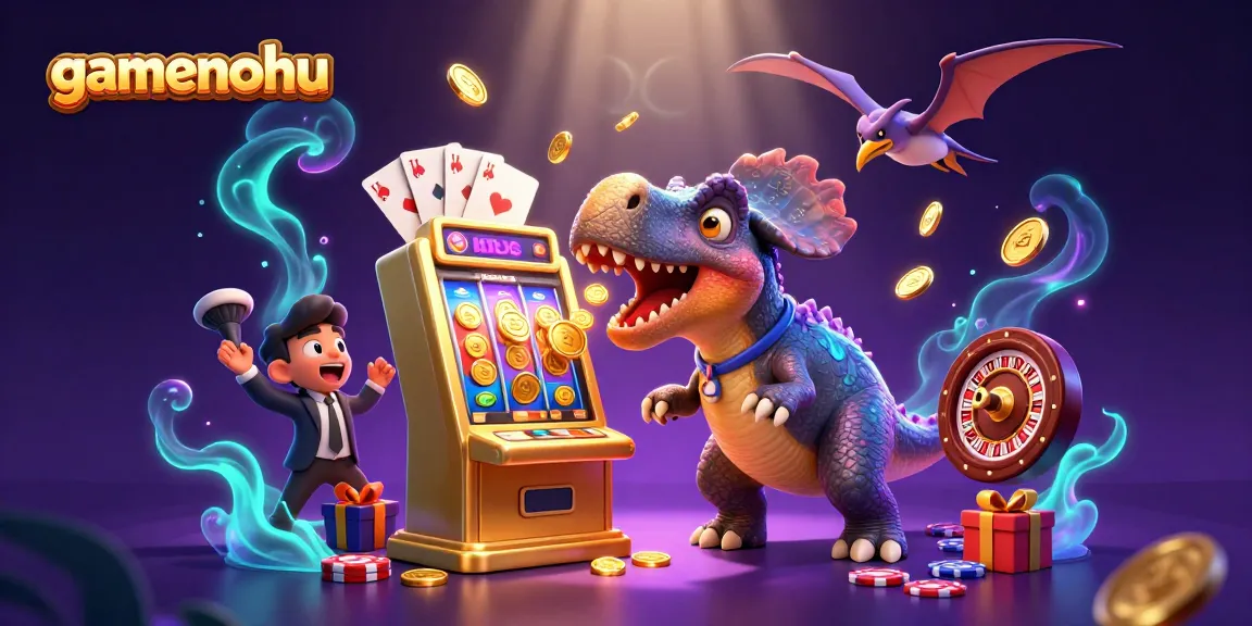 Experience the thrill of gamenohu as a pachycephalosaurus activates a winning jackpot in a vibrant casino scene.