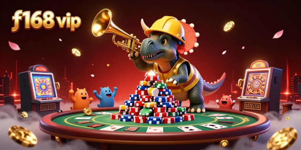 Experience the thrill of f168 vip gaming with vibrant casino elements and cheerful characters.