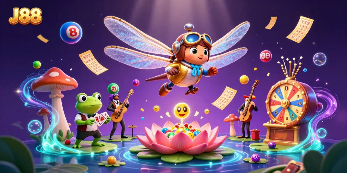 Experience exciting gaming action with J88 at a lively lily pad casino.