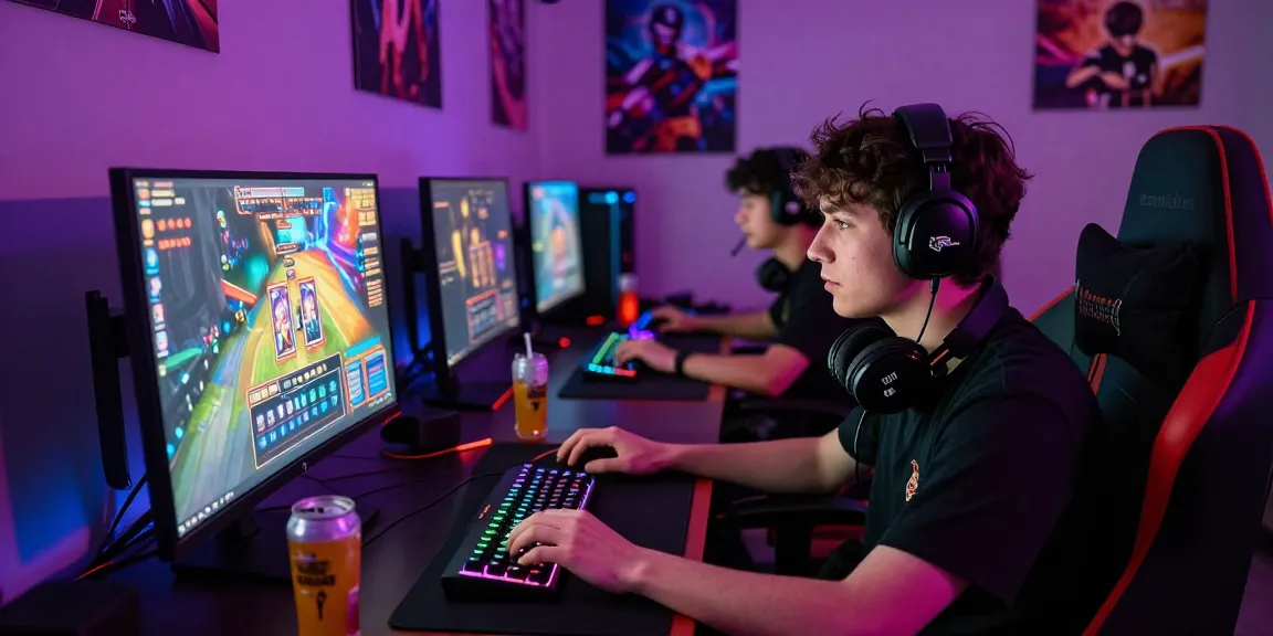 Engaging playbook88 link gaming setup with vibrant screen and focused player in action.