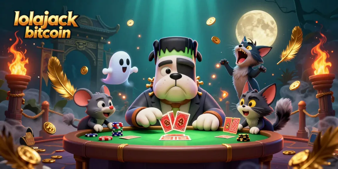 Experience the thrill of lolajack bitcoin gameplay with a 3D casino scene featuring unique characters.