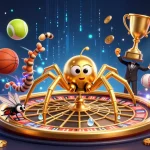 Experience exciting bets at 123B with a golden spider croupier in a dynamic casino scene.