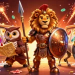 Experience the thrill of winning at link f168 with a vibrant 3D casino scene featuring slot reels and dynamic characters.
