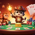 Experience the excitement of bonus de casino lolajack with a cat archaeologist discovering treasures at a poker table.