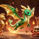 Permainan situs judi slot menampilkan petualangan seru bersama naga laut dan harta karun.