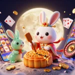 Win at Go8 with an enchanting moon rabbit and thrilling games in a vibrant 3D casino setting.