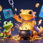 Engage in gaming magic at 7c777 org with crypto coins, a golden alchemist, and a frog apprentice.