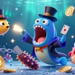 uu88 reveals mesmerizing underwater magic tricks with bioluminescent creatures in a vibrant casino scene.